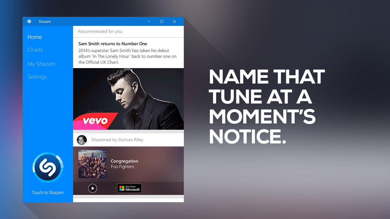 Shazam-for-Windows-10-Home-Screen