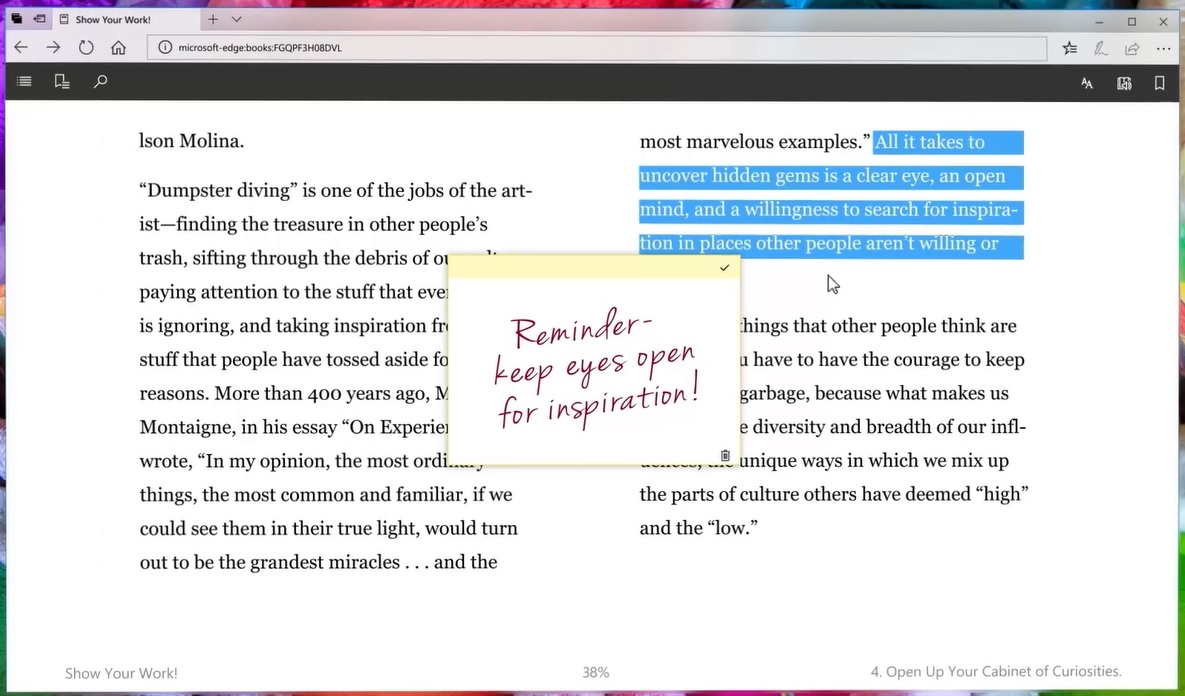 Annotate your books in Microsoft Edge