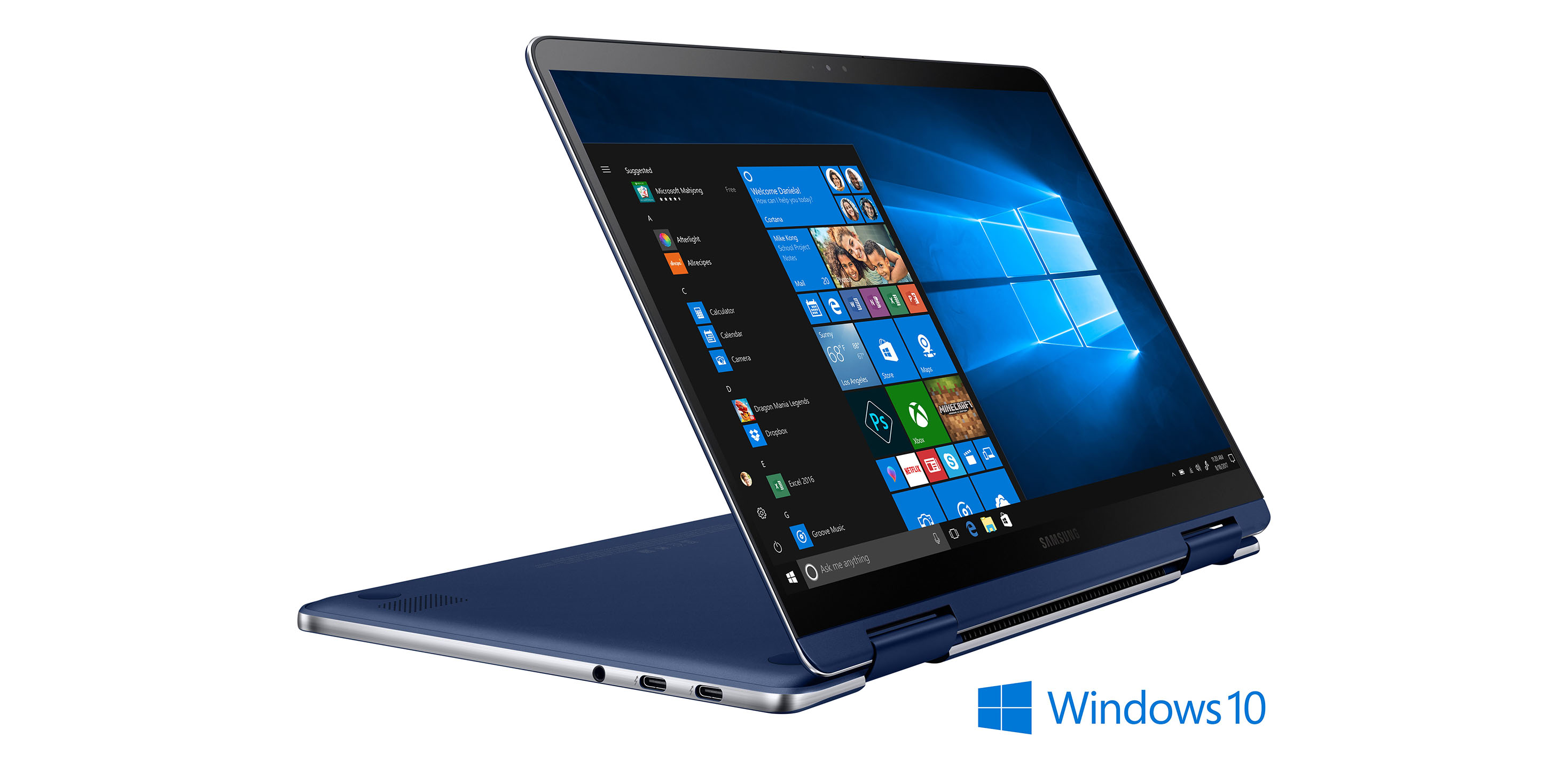Photo of Samsung Notebook 9 Pen in Ocean Blue, with screen facing right