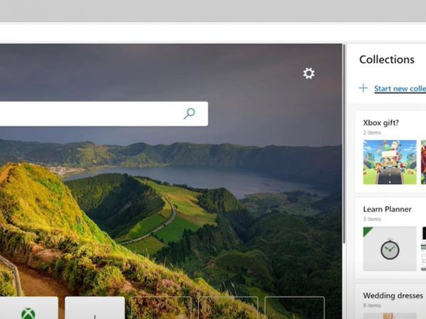 Bing search open to Collections on the right frame