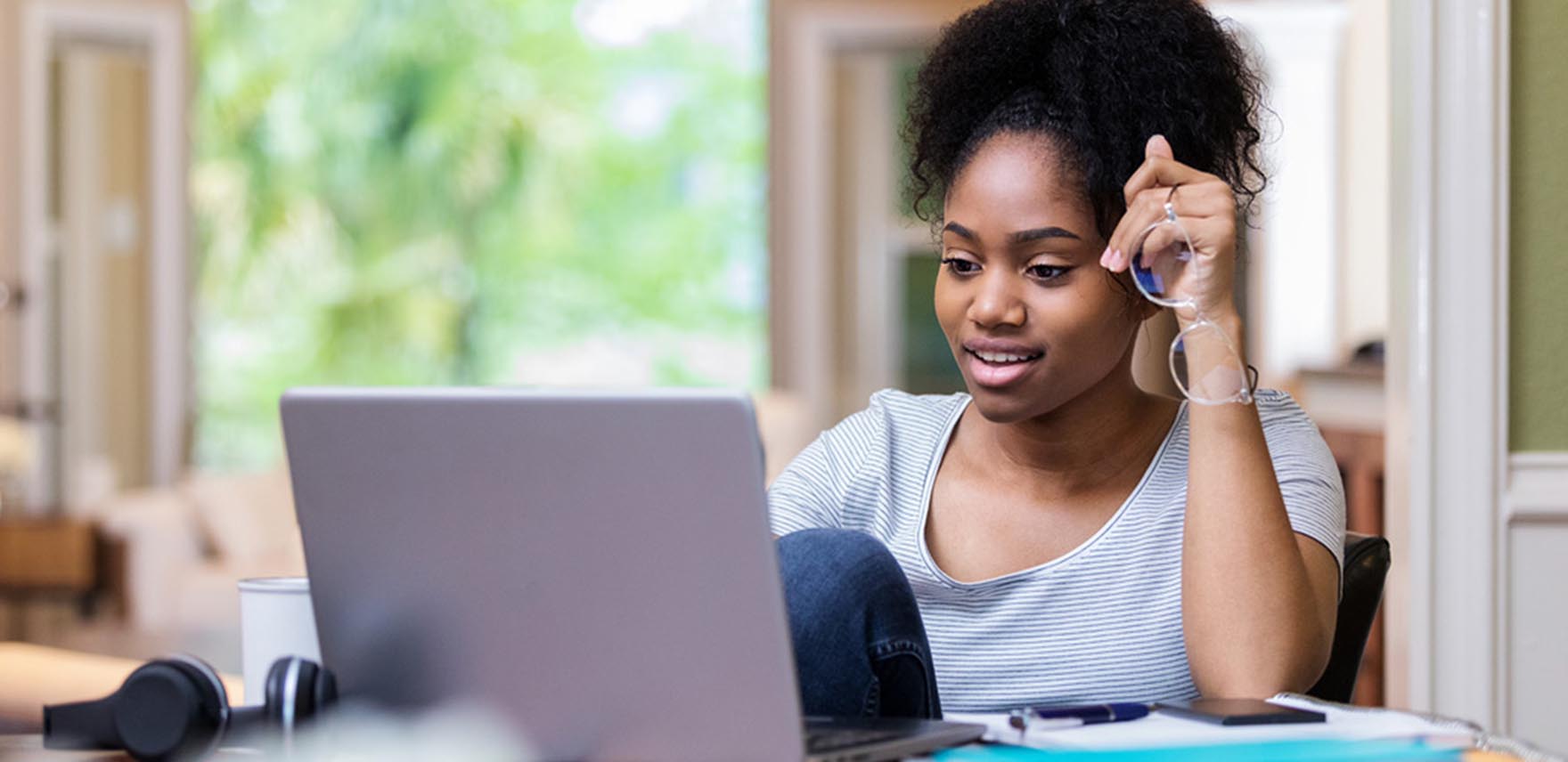 Female student with a laptop computer