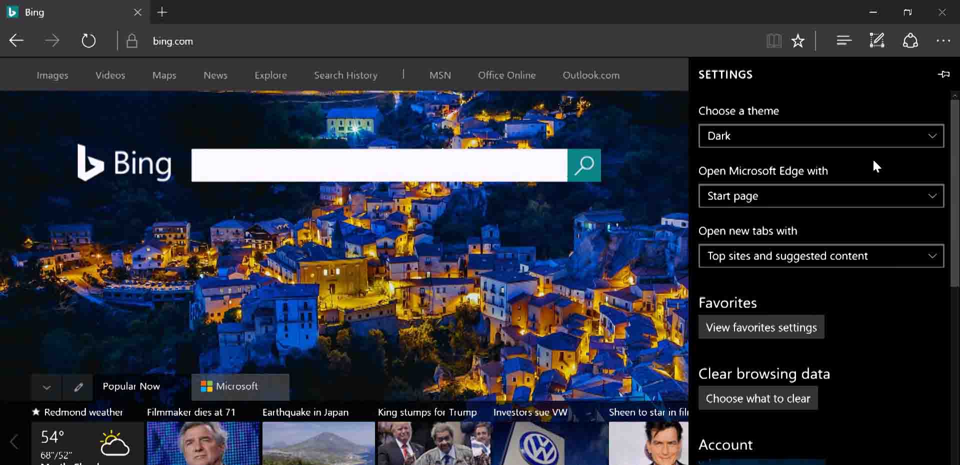 Enable the dark theme in Microsoft Edge