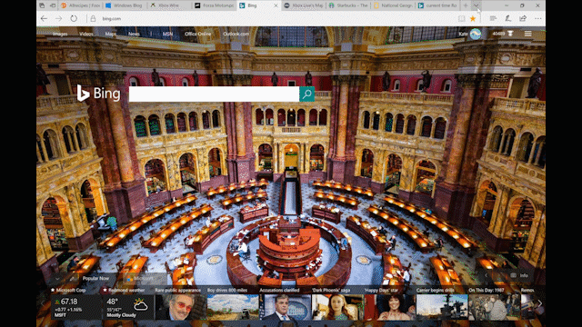 The new tab preview bar in the Windows 10 Creators Update gives you a visual preview of every tab you have open without leaving your page.