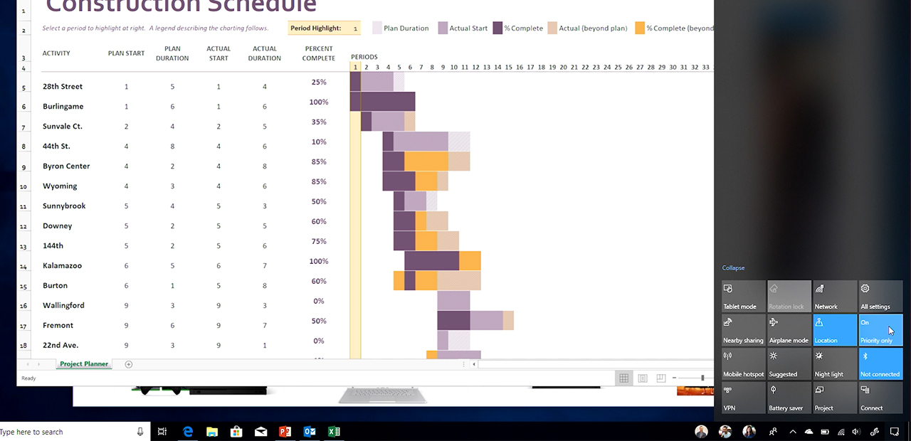 Clicking through the Focus Assist options in Action Center