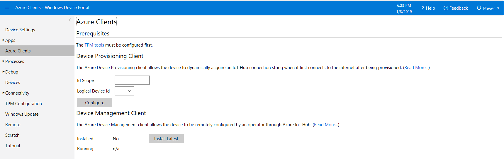 Azure IoT Device Agent user interface