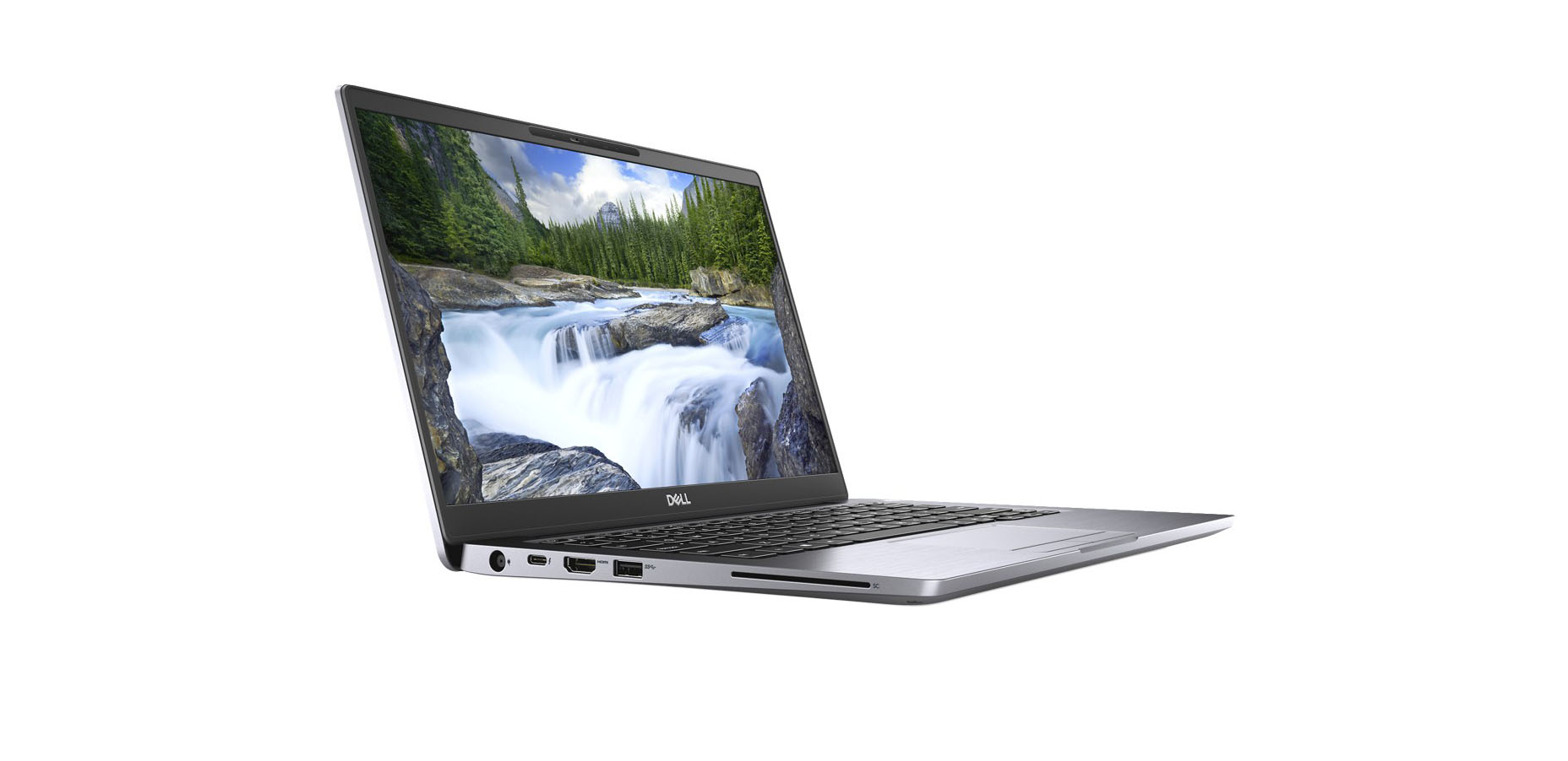 Photo of Dell Latitude 7400 open and facing right