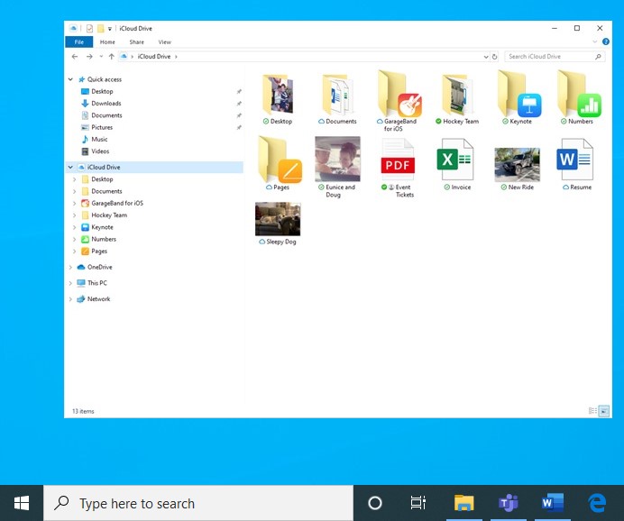 iCloud Drive shown in File Explorer