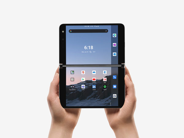 Pair of hands holding a Surface Duo