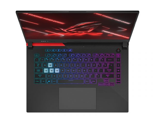 ASUS Strix G15 open and seen from above