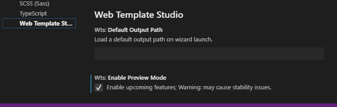 Web Template Studio Enable Preview Mode