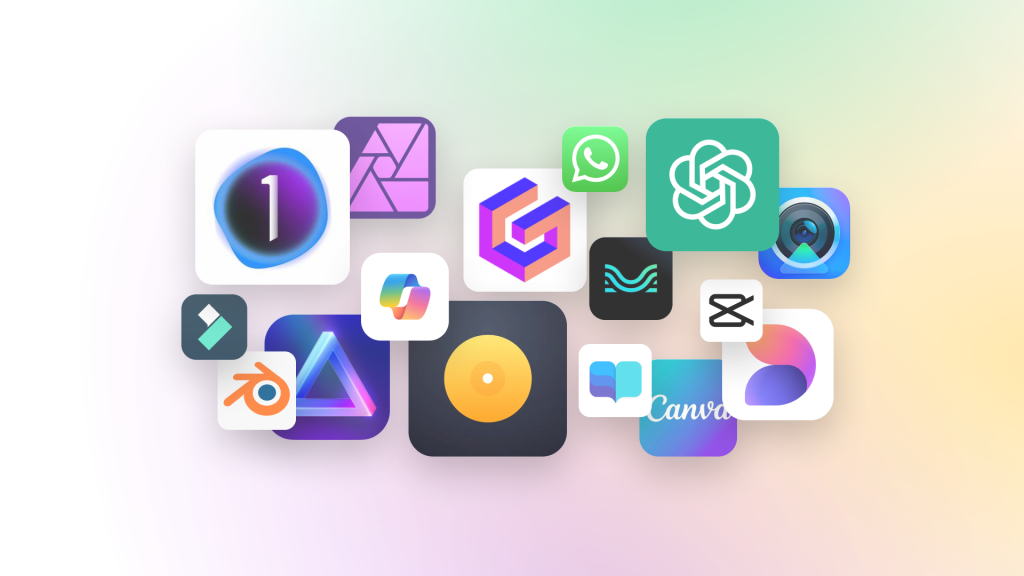 Decorative image with app icons