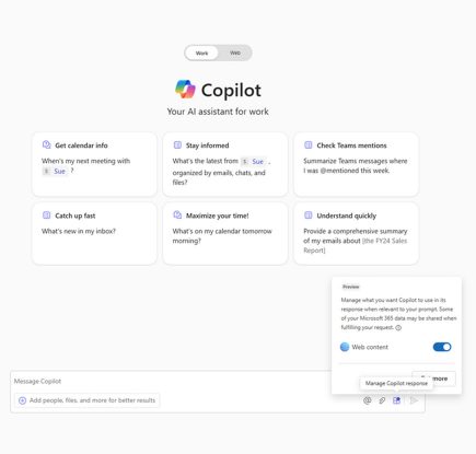 Microsoft 365 Copilot と Microsoft Copilot における Web 検索クエリの透明性が向上