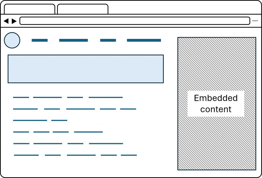 Illustration of a browser window, displaying a webpage that embeds some external content in an iframe